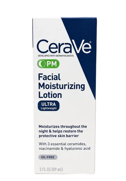 CeraVe PM Facial Moisturizing Lotion 2 fl oz (59ml) Ultra Lightweight Night Face Moisturizer with Ceramides &amp; Hyaluronic Acid New