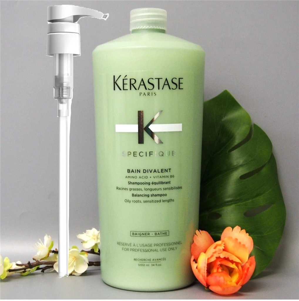 Kerastase Specifique Bain Divalent Balancing Shampoo 1000ml / 34oz with Pump for Oily Roots