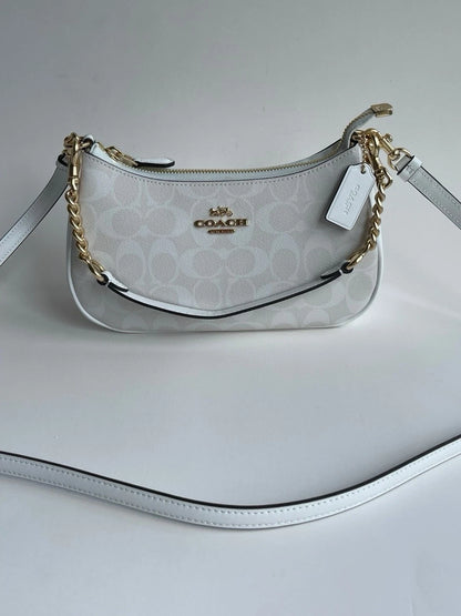 NEW COACH Teri 2Way Shoulder Bag Signature Coated Canvas White outlet CA548