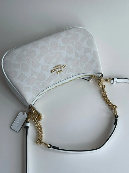 NEW COACH Teri 2Way Shoulder Bag Signature Coated Canvas White outlet CA548