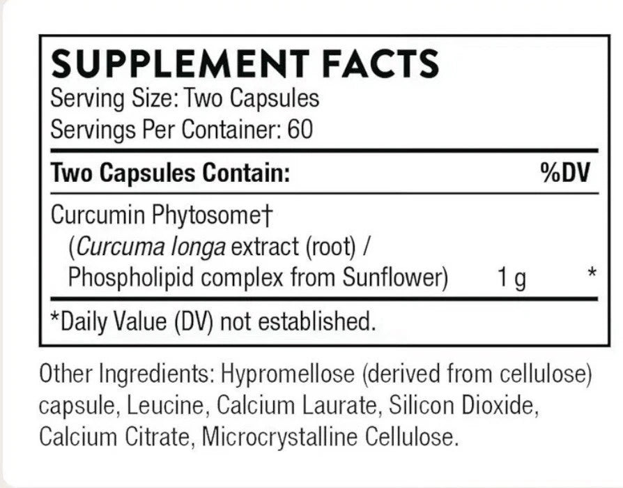 Thorne Curcumin Phytosome 1000 mg Per 2 Capsule Serving 120 Capsules Supplement
